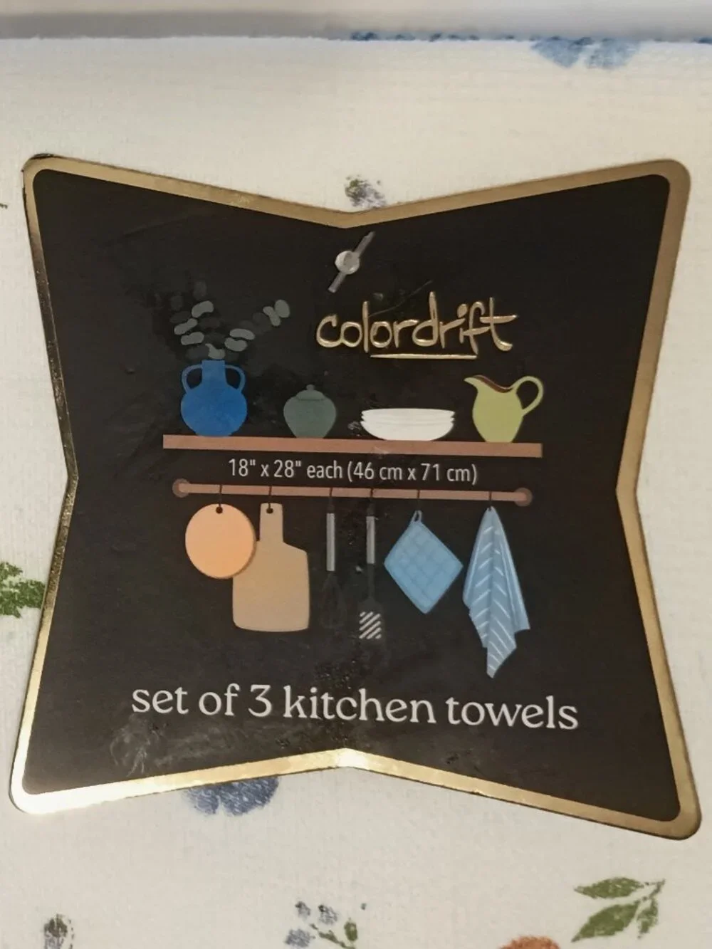 NWT & HTF ~ Colordrift~ A Tabby Cat's Pollen Purrs 3-Pack Kitchen Towels